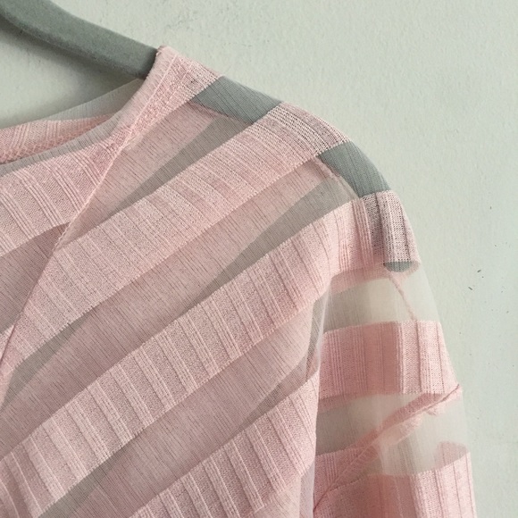 SOLD! ➳ Zara Sheer Striped Long Sleeve Blouse - Picture 5 of 8